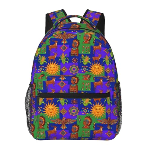 Stylish Commuter Backpack Oaxaca Mexico Mexican Mayan Tribal Art, Lightweight Laptop Daypack for Work Office Daily and Travel - color: Pattern (261)