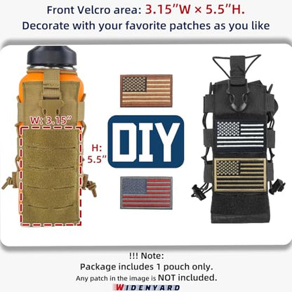 Molle Water Bottle Holder Pouch, 16-77 oz Adjustable Capacity Tactical Bottle Bag, Compatible with Backpack, Vest, Belt for Outdoor Activities - color: Black, style: Basic