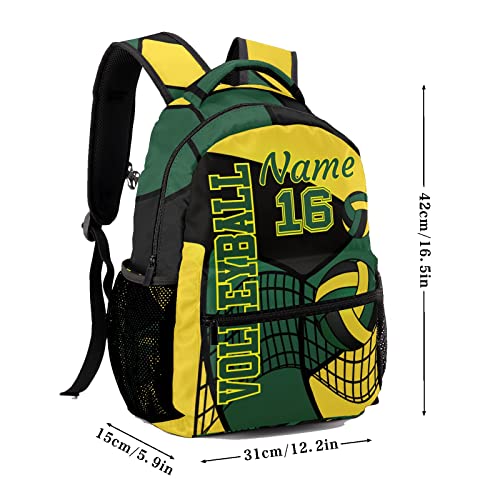 Volleyball Green Gold Black Backpack Shoulder Shopping Bag Travel Casual Bags with Name Text - color: Backpack 20