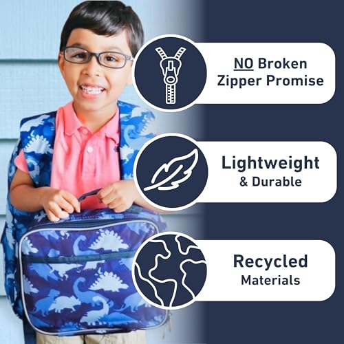 Fenrici Dinosaur Backpack for Boys, Kids, Boys' Backpack for School, Kids' Bookbags with Padded Laptop Compartment, Dino, Blue, 17 Inch - color: Dinosaur