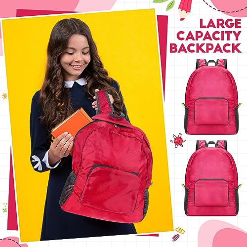 Jexine 10 Pcs Backpacks in Bulk 16.5 Inches Back Pack Basic Backpack for Adult Lightweight Outdoor Travel Book Bags(Rose Red) - color: Rose Red