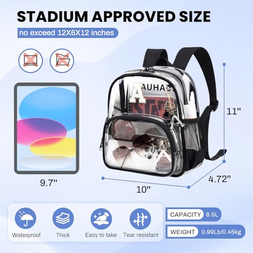 PIG PIG GIRL Clear Backpacks for Stadium Events Approved 12×6×12 Clear Bookbag for Women Mini Transparent Letter Back Pack, Black, Letter-A - color: Black, style: A