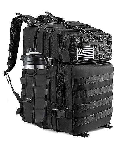 45L Military Tactical Backpacks For Men Camping Hiking Trekking Daypack With Removable Water Bottle Pouch Bug Out Bag Lage MOLLE 3 Day Assault Pack - Balck Army Pack - color: Black01