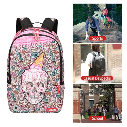Graffiti Backpack for School, 20L Casual Daypack, Designer Laptop Backpack for 15.6 Inch Laptop - color: Ice Cream