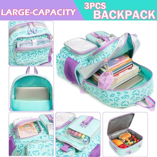 Meetbelify Aesthetic Backpack for Elementary to Teen Girls, Cute Bookbag for Kids 8-10 - color: Green