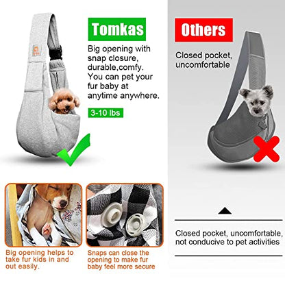 Tomkas Small Dog Sling Carrier - Cat Sling Carrier - Zipper Pocket & Adjustable Strap - for 3-10 lbs Pets(Gray) Puppy - color: Gray