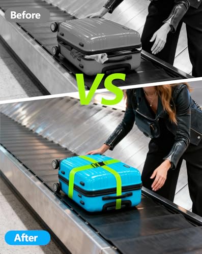 BILIONE 3Pcs Luggage Straps Set - 2 Suitcase Straps 70'' Long and 1 Add A Bag Strap, Adjustable Luggage Identifiers Nylon Travel Belt - color: Black