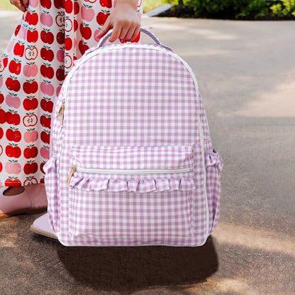 DYSHAYEN Kids Backpack for Girls, Purple Gingham - color: Purple Gingham