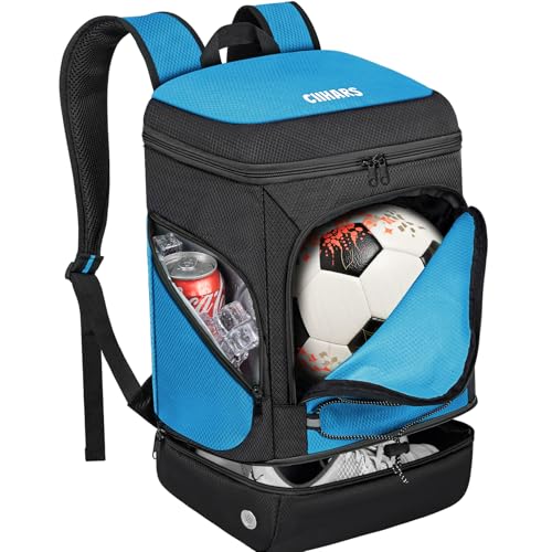 Soccer Bag - Soccer Backpack with Ball Holder,Sport Equipment Bags gifts for soccer stuff Water resistant Includes Separate Cleat Fit Basketball Volleyball Football - color: sport soccer bag 2025 BLUE