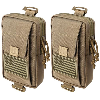 Tactical Backpack Accessories Pouch, Molle Accessories Shoulder Strap Attachment Pouches Utility EDC Phone Pouch Sport - color: Coyote Brown-2pcs