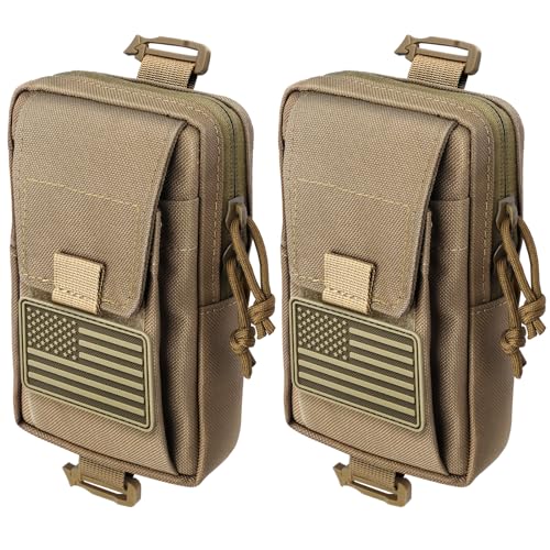 Tactical Backpack Accessories Pouch, Molle Accessories Shoulder Strap Attachment Pouches Utility EDC Phone Pouch Sport - color: Coyote Brown-2pcs