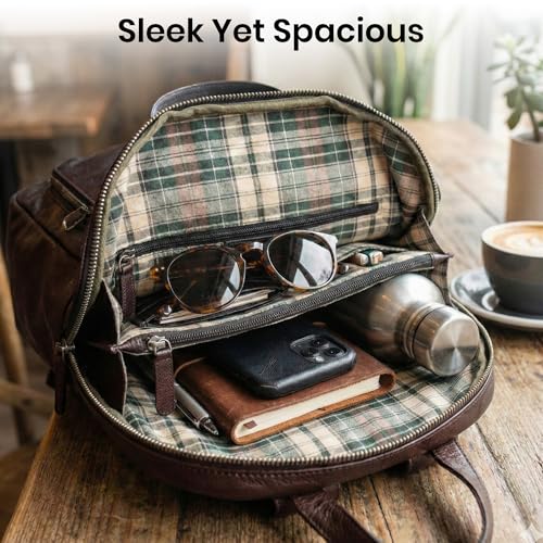 Genuine Leather Backpack for Women - 12.5 Inch with Adjustable Shoulder Strap - Stylish and Durable (Chestnut) - color: Chestnut