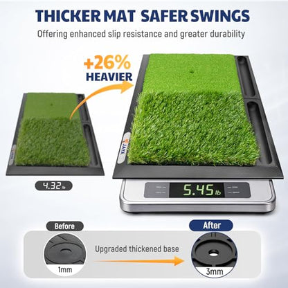 JAYA Golf Hitting Mat with Heavy Rubber Base, Foldable Golf Practice Mat for Indoor & Outdoor Training, Dual Turf Fairway & Rough Grass Mat for Swing, Chipping and Driving Practice - size: 25" x 17"