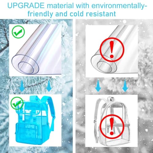 17" Clear Backpack for Girls, School Kids Transparent Bookbag Set, 3Pcs Stadium Approved See Through Backpack with Lunch Box (Blue) - color: Plum Blossom Blue