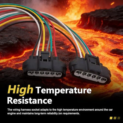 2 PCS Car Throttle Body Pigtail Connector, 6-Pin Throttle Position Sensor Connector Harness Plug, Six-wire TPS Wiring Harness Plug, OEM #90980-11858, Universal for Most Cars (Black)