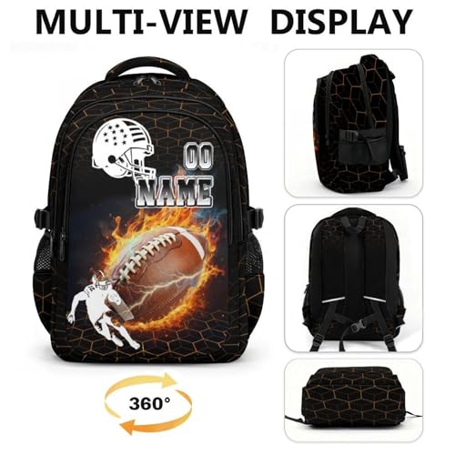 Mercuryelf Custom Kids Backpack for Football Player - Personalized Boys Backpack for Kindergarten Elementary Primary, Durable Lightweight School Bag for Practice - color: Brown