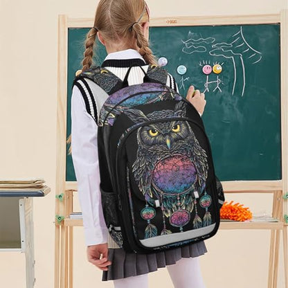 ALAZA Owl Rainbow Dream Catcher Laptop Backpack Purse for Women Men Travel Bag Casual Daypack with Compartment & Multiple Pockets - color: Owl