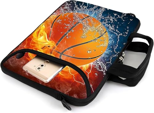 AMARY 17" Laptop Shoulder Bag Carrying Case Adjustable shoulder straps, comfortable handle, front pocket for storing mouse (Hot Basketball) - color: Hot Basketball