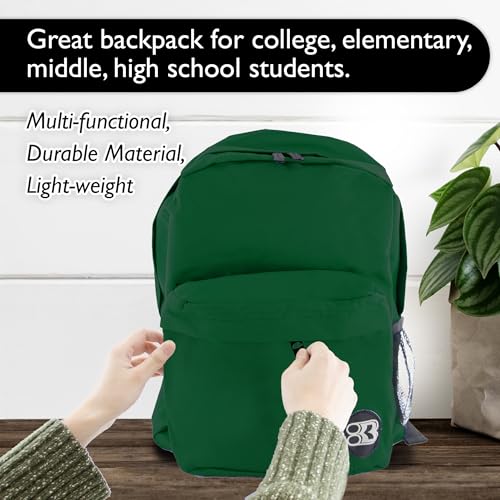 BAZIC 1053 Classic Backpack, Green, 17" - color: Green, size: 17"