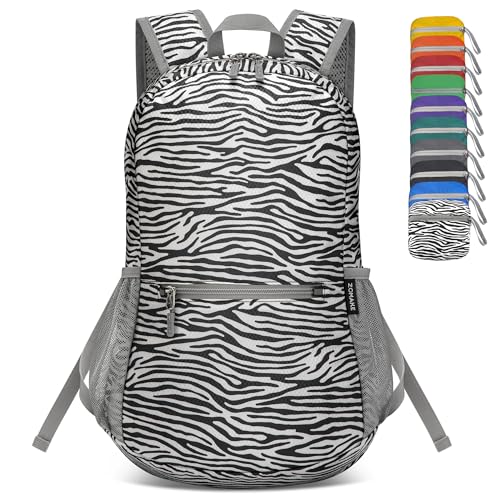 ZOMAKE Ultra Lightweight Hiking Backpack 20L, Packable Small Backpacks Water Resistant Daypack for Women Men(Zebra Print) - color: Zebra Print