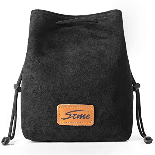 S-ZONE Soft Camera Bag DSLR Insert Handbag Drawstring Lens Case Compatible with Canon Nikon Sony - color: Black, size: Large