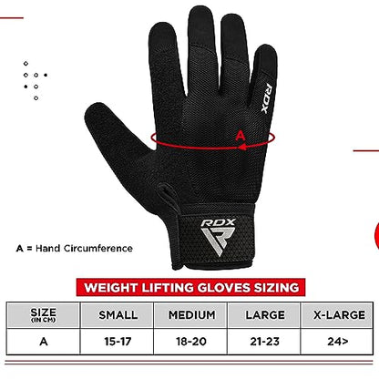 RDX Weight Lifting Gloves Gym Workout, Full Finger Touch Screen, Breathable Anti Slip Padded Palm Protection, Fitness Strength Training Powerlifting HIIT WOD Exercise, Men Women Home Gym Cycling - color: BLACK, size: Small