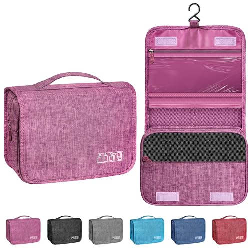 Toiletry Bag Travel Bag with Hanging Hook, Waterproof Capacity Hanging Multifunctional Makeup Bag for Toiletries, Portable Cosmetic Bag Travel Organizer for Women and Men(Purple) - color: B1-Purple