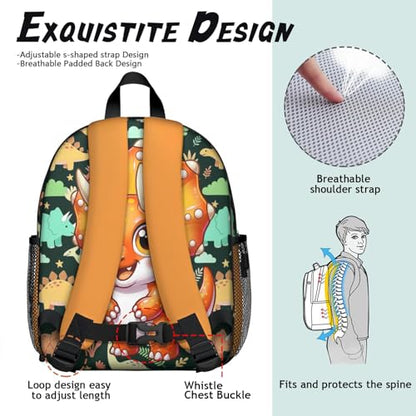 Toddler Backpack for Kids 4-6 – Cute Dinosaur Greeting Kids Backpack, Adorable Preschool Kindergarten Daycare Bag with Padded Straps & Chest Clip, Small Backpack for Kids Travel & Gift - color: Cute Dinosaur
