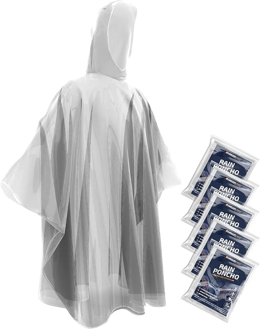 Hagon PRO Disposable Rain Ponchos for Adults (5 Pack) - color: Clear (5 Pack)