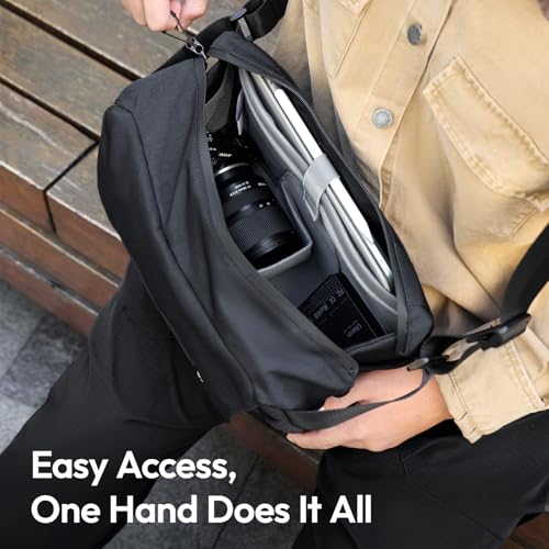 ULANZI BP11 8L Camera Sling Bag with Tripod Holder, Lightweight Splash-Proof Anti-Theft Crossbody for DSLR, Mirrorless, Lens & Laptop,Customizable Front Patch Pocket for Travel, Hiking, Everyday Carry - size: 8L