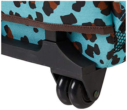Rockland Double Handle 17" Rolling Backpack, Blue Leopard - color: Blue Leopard, size: One Size