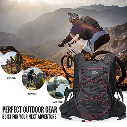 IX INOXTO Hydration Pack Backpack, Lightweight Water Backpack with 2L Hydration Bladder Daypack for Men Women,Running Hydration Vest for Trail Running Hiking Cycling Race Climbing - color: Black