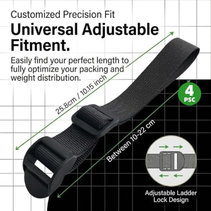 4 Pack Backpack Straps Extender with Adjustable Buckles | Polypropylene, adjustable buckles. Extends straps for bags, fanny packs, travel. Durable, easy to use. 4 pack.