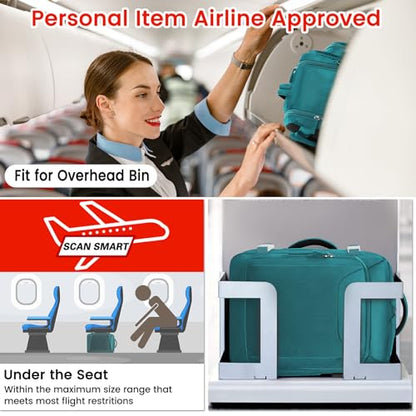 Carry on Backpack, Flight Approved Extra Large Travel Backpack, TSA 15.6 Inch Anti-Theft Laptop Backpack Lightweight Daypack Business College Weekender Overnight Bag, dark green - color: Dark Green