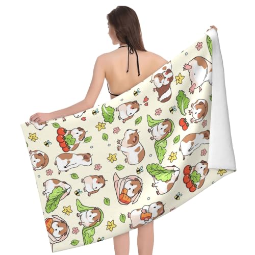 Cute Guinea Pig Beach Towel, Quick Dry Sand Free Absorbent Bath Towel for Guinea Pig Lover Gift, Microfiber Lightweight Towel Pool Travel Camping Gym Swim 30x60 Inch/ 77X153cm - color: Guinea Pig