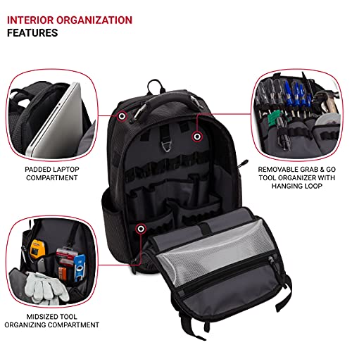 SwissGear Tool Bag Backpack, Fits Up to 17-Inch Laptop, Work Pack PRO, Black - color: Black, size: Large