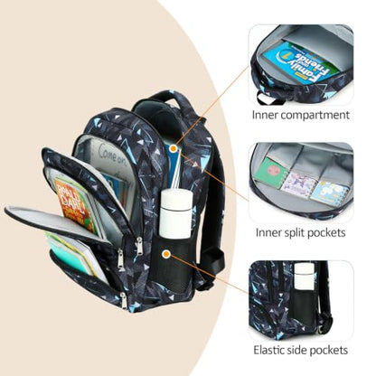 abshoo Lightweight Kids Backpack For School Boys Bookbag Kindergarten Elementary School Bags (Geometry Black-B) - color: Geometry Black-b