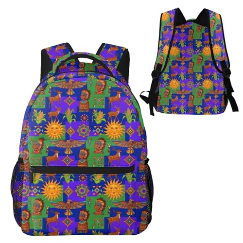 Stylish Commuter Backpack Oaxaca Mexico Mexican Mayan Tribal Art, Lightweight Laptop Daypack for Work Office Daily and Travel - color: Pattern (261)