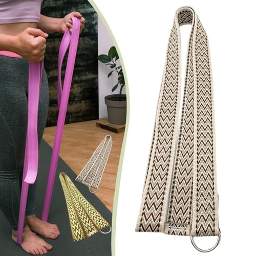 harayaa Yoga Strap Pilates Exercise Band Assisted Stretching Strap Resistance Band Polyester Material Suitable for Home Fitness Gym Workout - color: Khaki