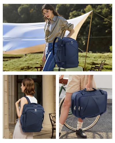 ECOHUB Carry On Travel Backpack, Expandable Airlines Personal Item Bag 18x14x8, Water Resistant 17 inch Laptop Backpack Flight Approved, 12 Pockets 30L Work Backpacks with Wet Pocket Cable Slot, Blue - color: Blue, size: 18 inch underseat