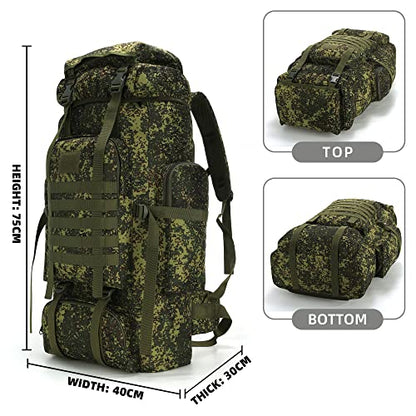 King'sGuard 70L Camping Hiking Backpack for Men Women Large Military Tactical Backpack Molle Rucksack Backpack for Outdoor - color: Green Camo