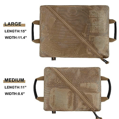 PETAC GEAR Tactical Storage Mesh Pouch Set,Insert Modular Utility Admin Pockets,Travel Organizer EDC Bag - color: Coyote Brown
