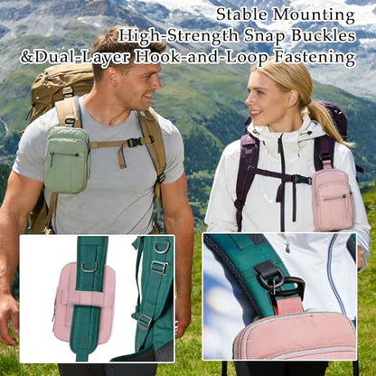 Backpack Strap Pouch Pack，Waterproof Backpack Strap Pocket Attachment Bag for Hikers accessories，Cell Phone Pouch, phone Holster Holder for women Belt, ，cell phone bag，green - color: Green