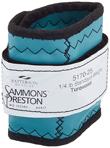 Sammons Preston - 81842 Cuff Weight, 0.25 lb, Turquoise, Velcro Strap & D-Ring Closure, Grommet for Easy Hanging, Lead Free Steel Ankle & Wrist Weights, For Strength Building & Injury Rehab, Sold Individually - style: 0.25 lbs.