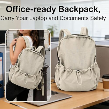 Simple Backpack for Women Men, Aesthetic Medium Backpack Lightweight Casual Daypack Cute Bookbag for Women Men (White, 38x26x10cm) - color: White