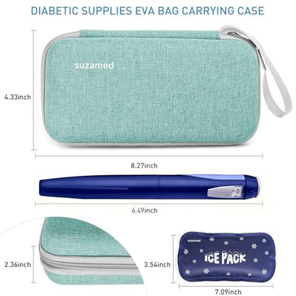 suzamed Insulin Cooler Travel Case,EVA Insulation Travel Medicine Kit with 2 Ice Packs for Diabetes Care,Insulin Pen and Other Diabetic Supplies (Green) - color: Green