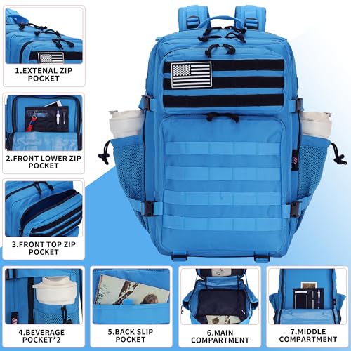 Lovelinks21 45L Tactical Assault Backpack 3 day assault pack with Molle Waterproof backpack Rucksack for Tactical Backpacks (Dark Blue) - color: Dark Blue