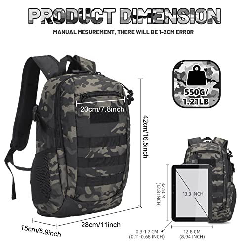 HUNTVP 20L Tactical Backpack Military MOLLE Backpack Daypack Rucksack Gear Tactical Assault Pack Bag for Hunting Camping Trekking (20L-Camo) - color: Camo, size: 20L