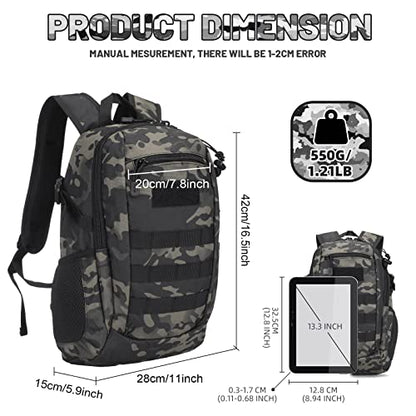 HUNTVP 20L Tactical Backpack Military MOLLE Backpack Daypack Rucksack Gear Tactical Assault Pack Bag for Hunting Camping Trekking (20L-Camo) - color: Camo, size: 20L