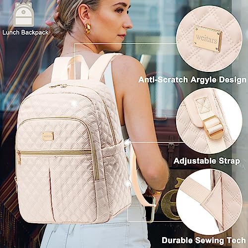 Weitars Lunch Backpack For Women Men,20L Cooler Backpack Insulated Lunch Bag For Women With Side Pockets Waterproof,Meal Prep Backpack,Adult Backpack Cooler For Lunch Picnic Hiking Camping Beach - color: Beige